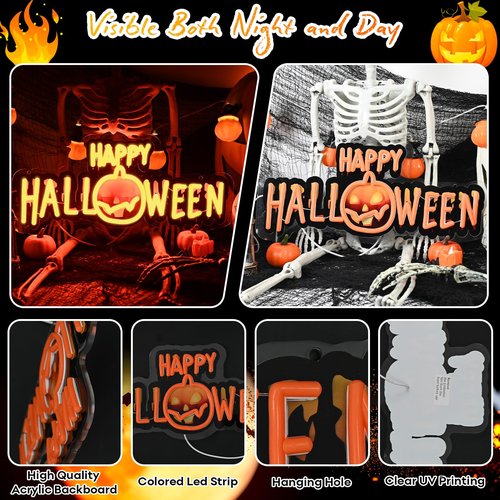 Halloween Bat Neon Sign, Black Orange Bat Neon Light Up Sign with UV Print for Halloween Party Decoration, USB Powered Neon Halloween Bat Led Sign for Wall Decor Trick or Treat Spooky Night Backdrop
