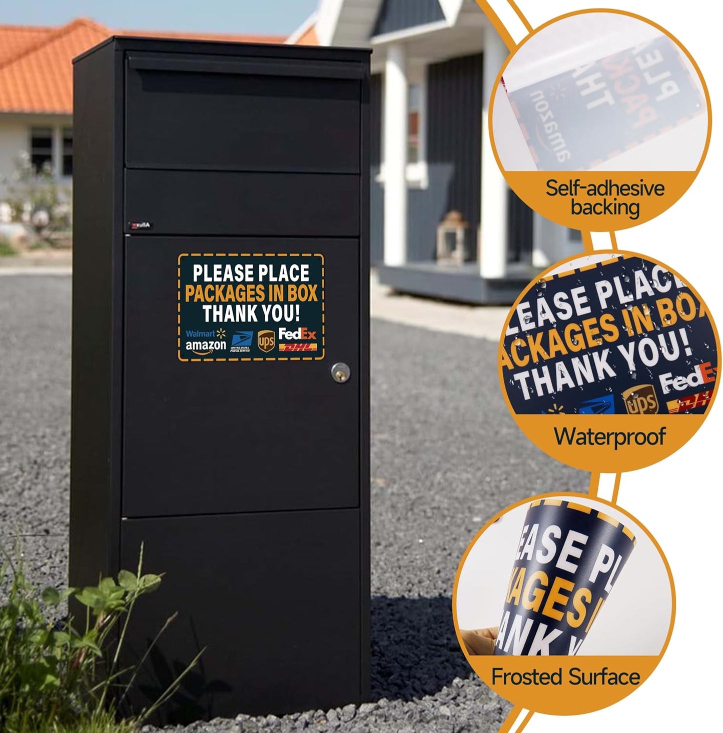 Please Leave Packages Here Sign - Self-Adhesive Waterproof Delivery Sticker for Home & Office