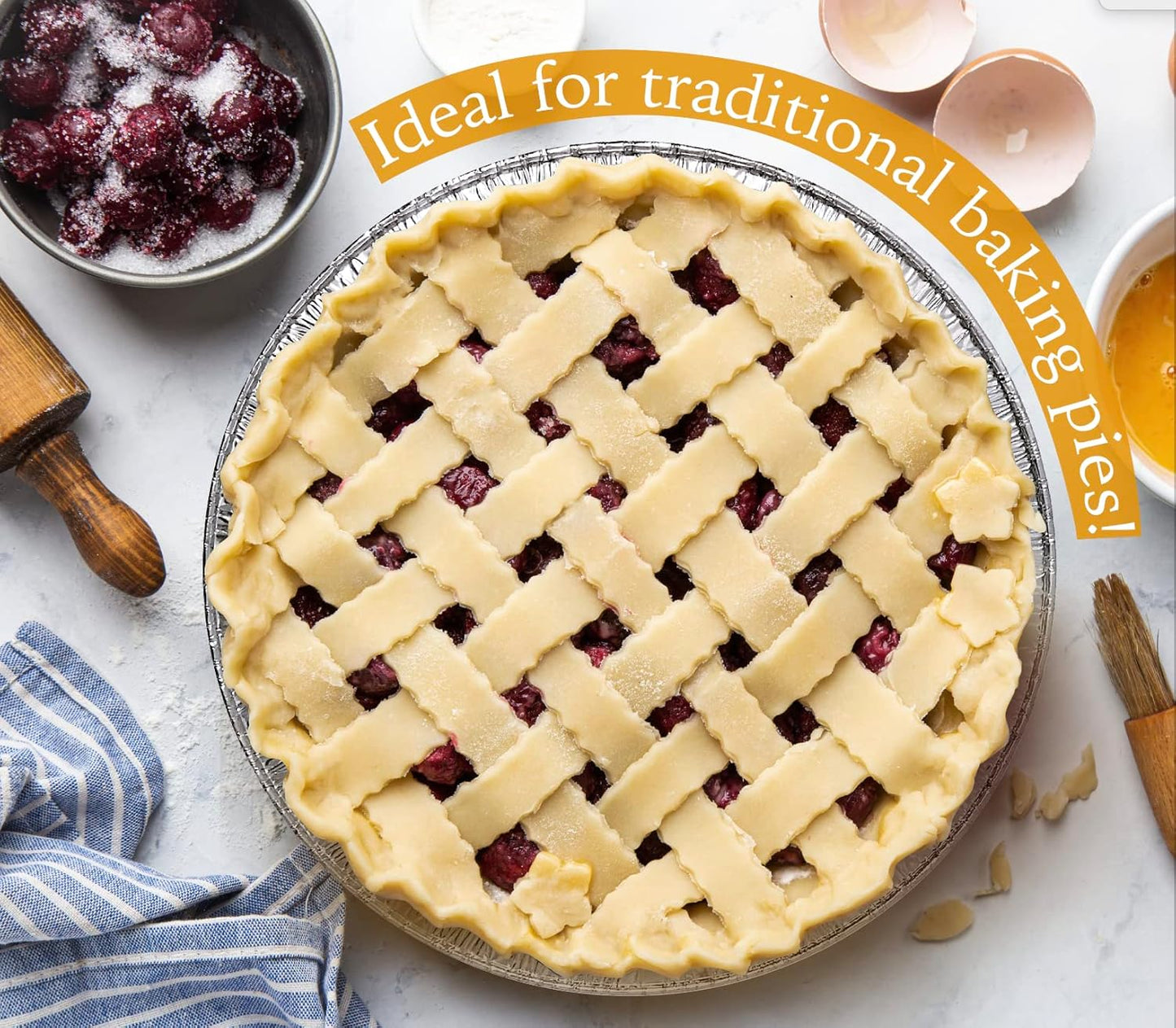 Aluminum Foil Pie Tins - 25 Pack Disposable Baking Pans | Round Foil Plates for Quiche, Tarts & Pies