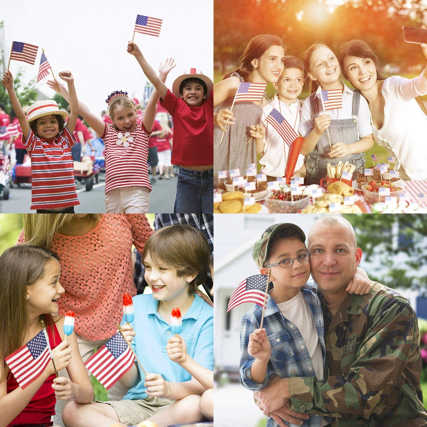 Small American Flags on Stick,65 American Flags Hand Held Mini US Flags for American Independence Day,Memorial Day President's Day,Veterans Day (4x6 Inches)