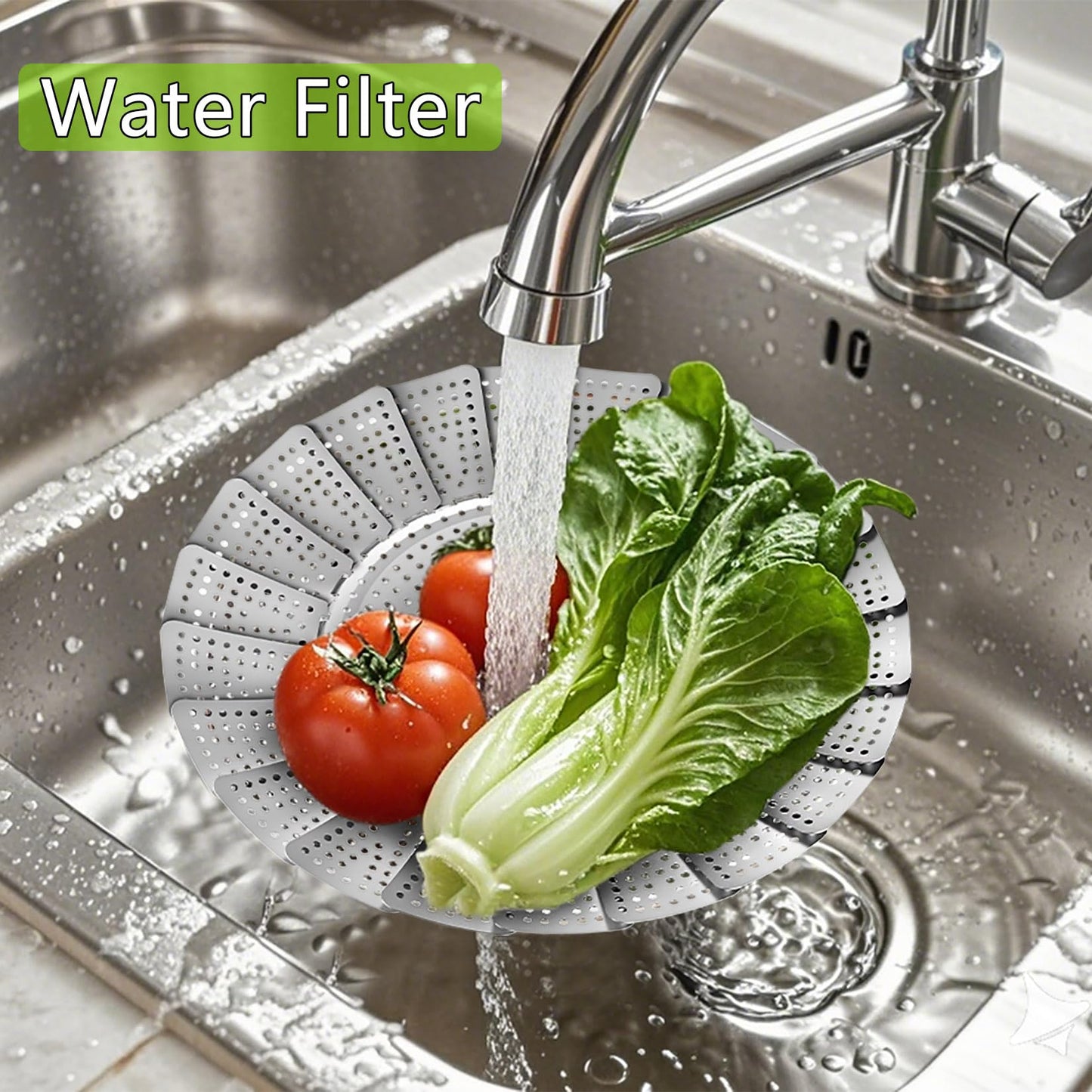 VOGARB Vegetable Steamer Basket for Pot, 2 Layer Separable-Collapsible-Expandable Smooth Edge Stainless Steel for Kitchen and Outdoor Cooking Food