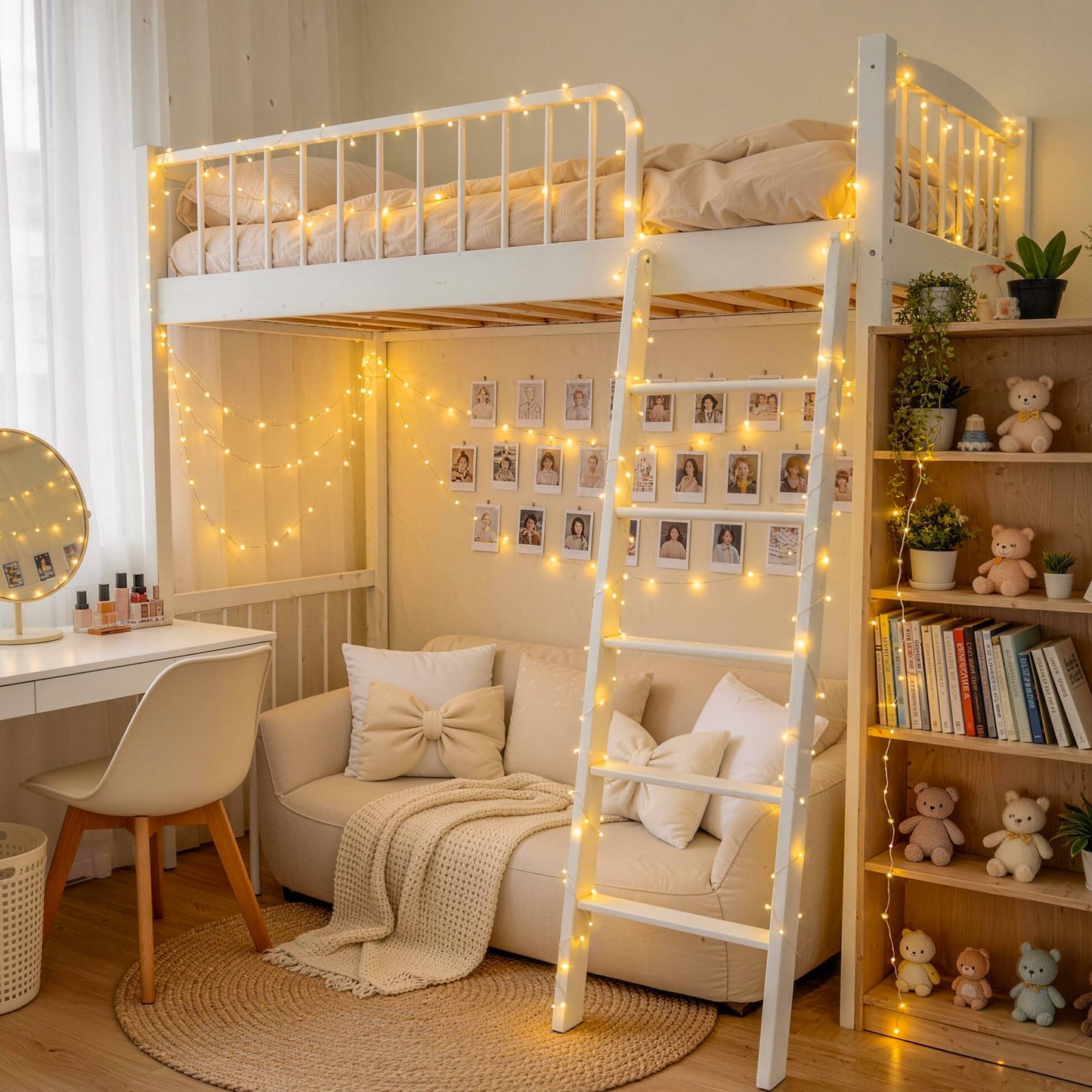 JMEXSUSS 4 Pack 50 LED Fairy Lights Battery Operated, 16ft Warm White Classroom Lights Indoor Outdoor, Battery Powered Twinkle String Lights for Classroom Bedroom Dorm Wedding Party DIY Decoration