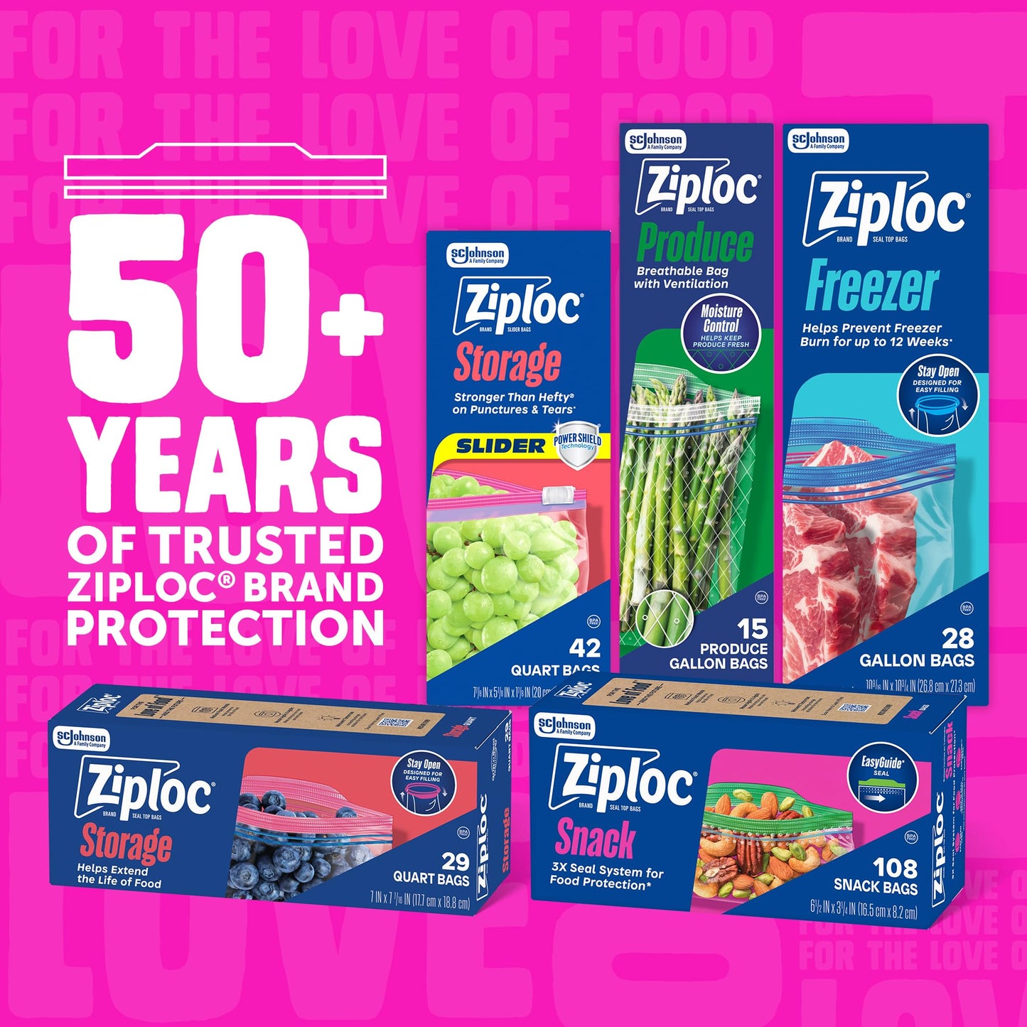 Ziploc Quart Food Storage Bags, Stay Open Design with Stand-Up Bottom, Easy to Fill, 80 Count
