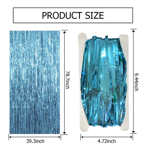 5 Pack Blue Backdrop Curtain Tinsel Streamers Ocean Themed Decor Birthday Party Decorations Foil Fringe Backdrop Graduation Baby Shower Bachelorette Winter Party Decorations Supplies