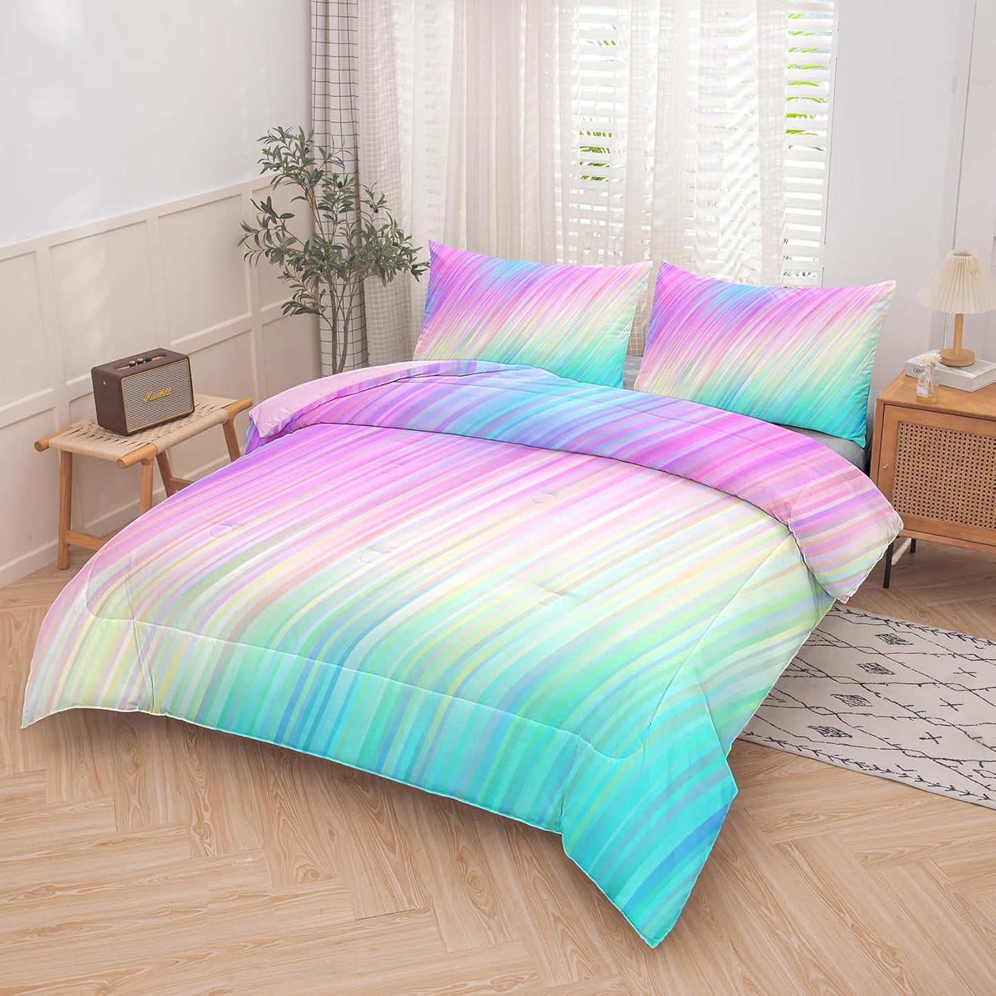 Bodhi Rainbow Graffiti Football Bedding for Boys & Teens - Full Comforter Set with Matching Pillowcases