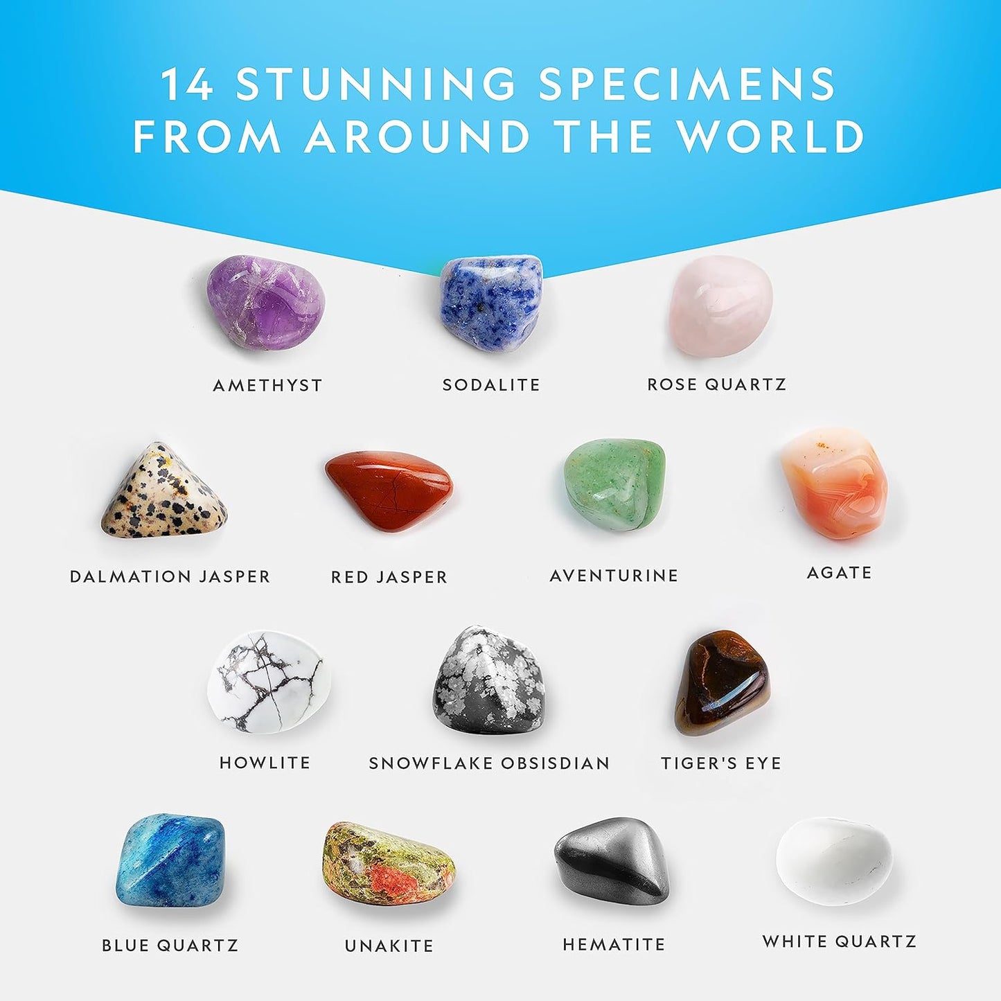 National Geographic Premium Polished Stones - 2 Pounds of Tumbled Crystals for Kids | STEM Rock Kit