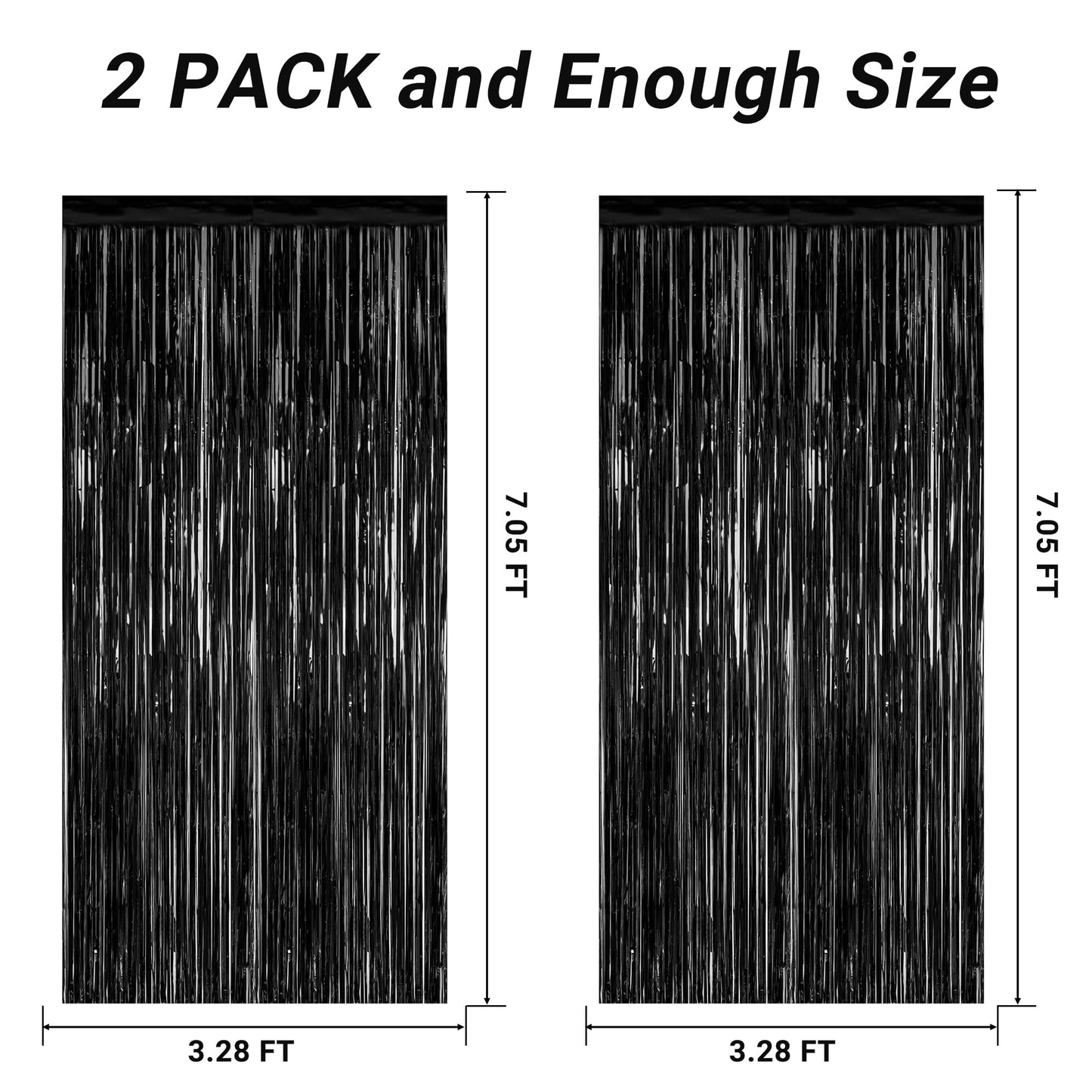 2 Pack Halloween Backdrop, 3.28 FT x 7.05 FT Orange Purple Black Green Party Streamer, Metallic Foil Curtains Tinsel Backdrop, Halloween Party Decorations Photo Props for Door Wall