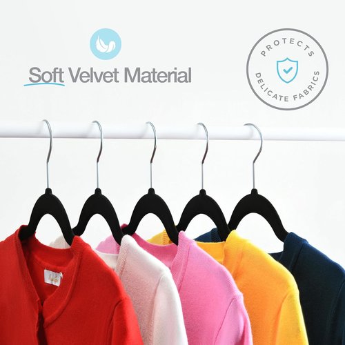 Home-it Premium Velvet Hangers - Heavy Duty Ultra Thin Non-Slip Black Suit Hangers | 50 Pack with 360° Hook