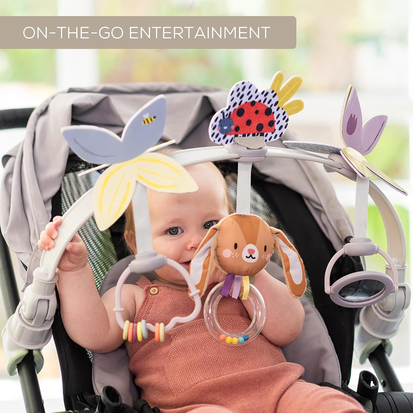Taf Toys Baby Activity Arch - Engaging Stroller & Car Seat Toy with Rattling Beads & Spinning Mirror | 0-12 Months