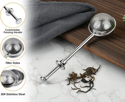 304 Stainless Steel Flour Sifter Set by [Brand Name] - Spring-Operated Handle for Baking & Sifting