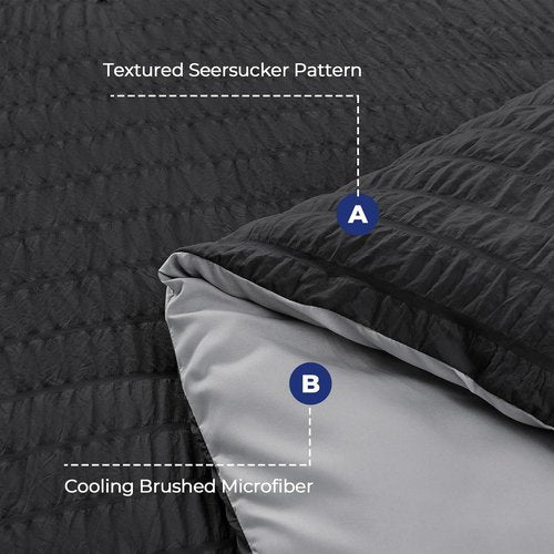 HYMOKEGE Twin XL Comforter Set - All Season Luxury 5-Piece Bedding Set in Black & Light Grey