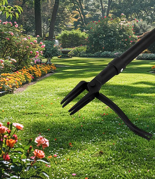 GardenWeasel Weed Puller Tool - 4-Claw Stand-Up Gardening Tool with 47.8" Adjustable Stainless Steel Handle