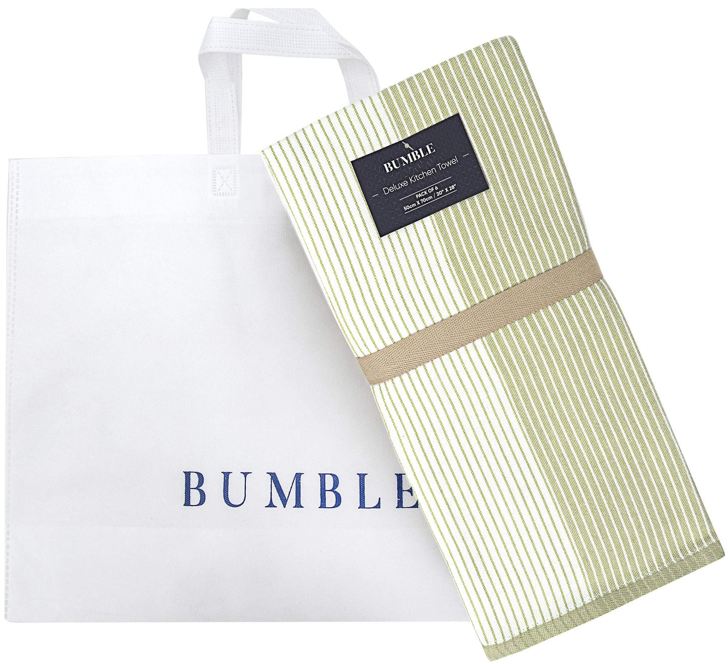 Premium Kitchen Towels (20”x 28”, 6 Pack) | Large Cotton Dish Towels | Flat & Terry Highly Absorbent Kitchen Linen Set with Hanging Loop | Sage