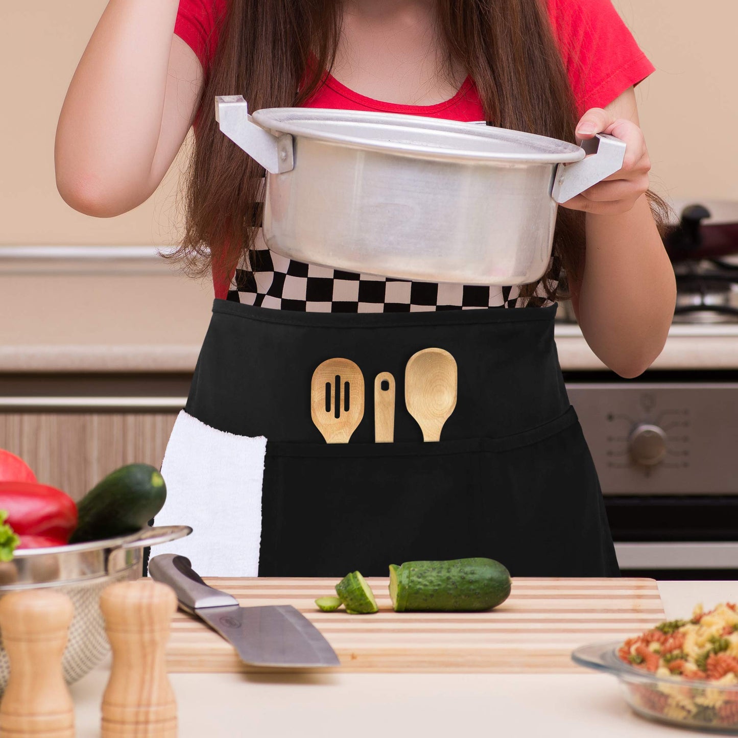 Utopia Wear 2 Pack Server Apron with 3 Pockets, Waist Apron for Waiter Waitress, 12 Inches, Black