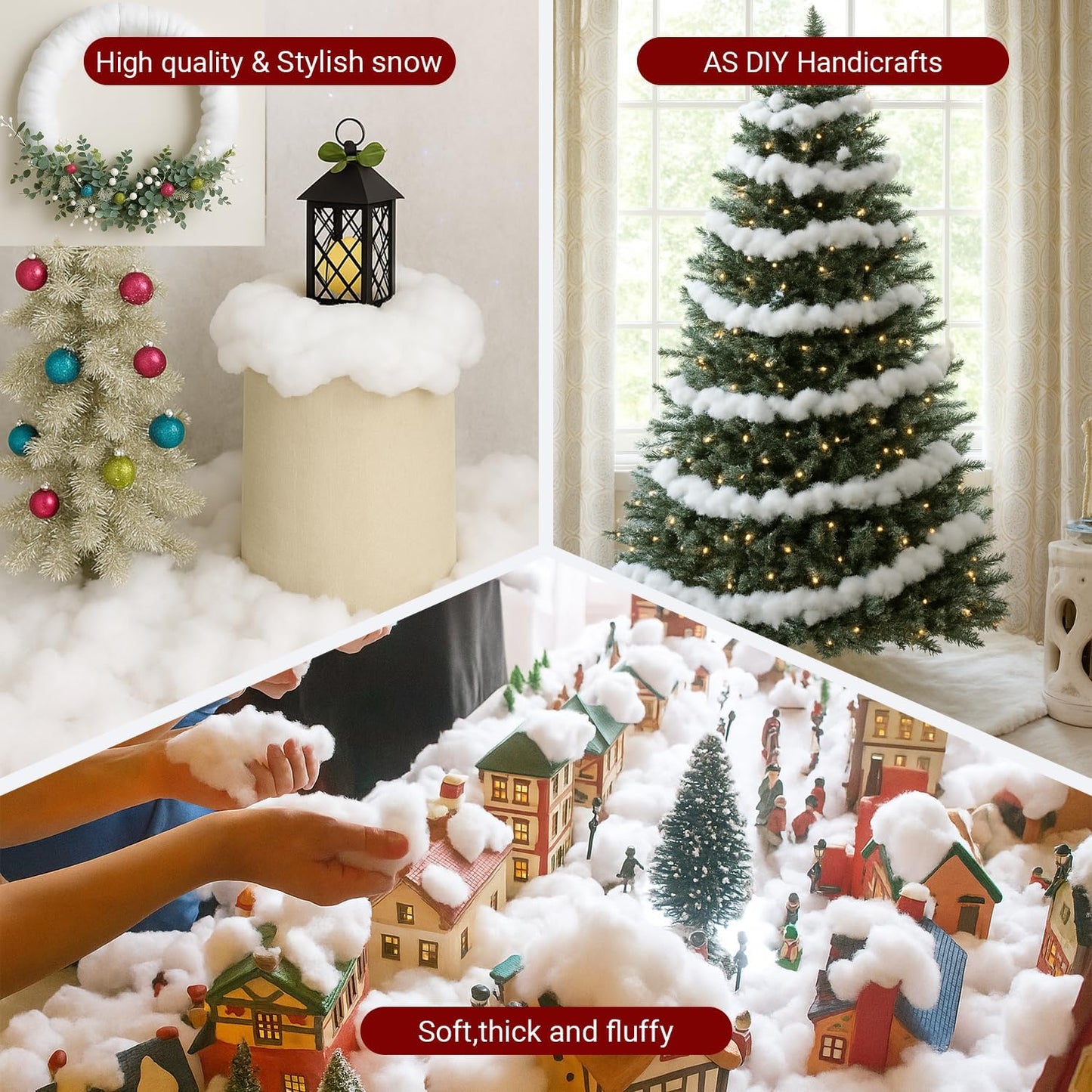 Skiennix Fake Snow Decor - Fluffy, Flame-Resistant Artificial Snow for Indoor Winter Decoration | 0.22 Pounds