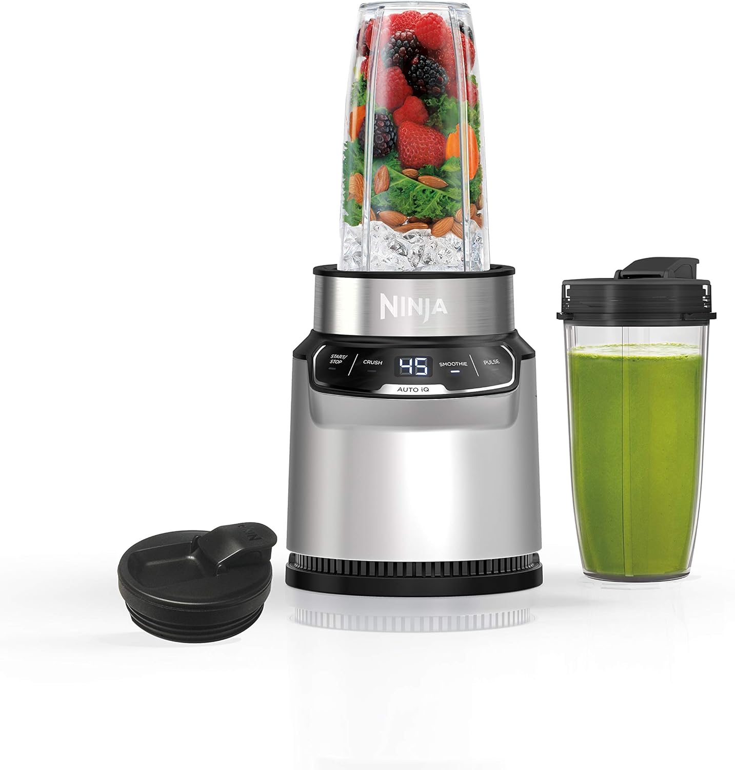 Ninja Blender | Nutri Pro | Auto IQ Smoothie Maker with 2 To-Go Cups & Lids | 1100W Silver