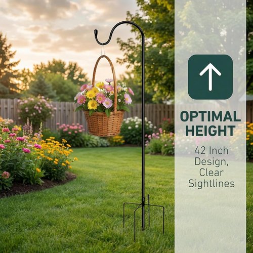 Heavy Duty Metal Garden Flag Stand by [Brand Name] - 42 Inch Weatherproof Yard Flag Pole Holder for Outdoor Decor (Black)
