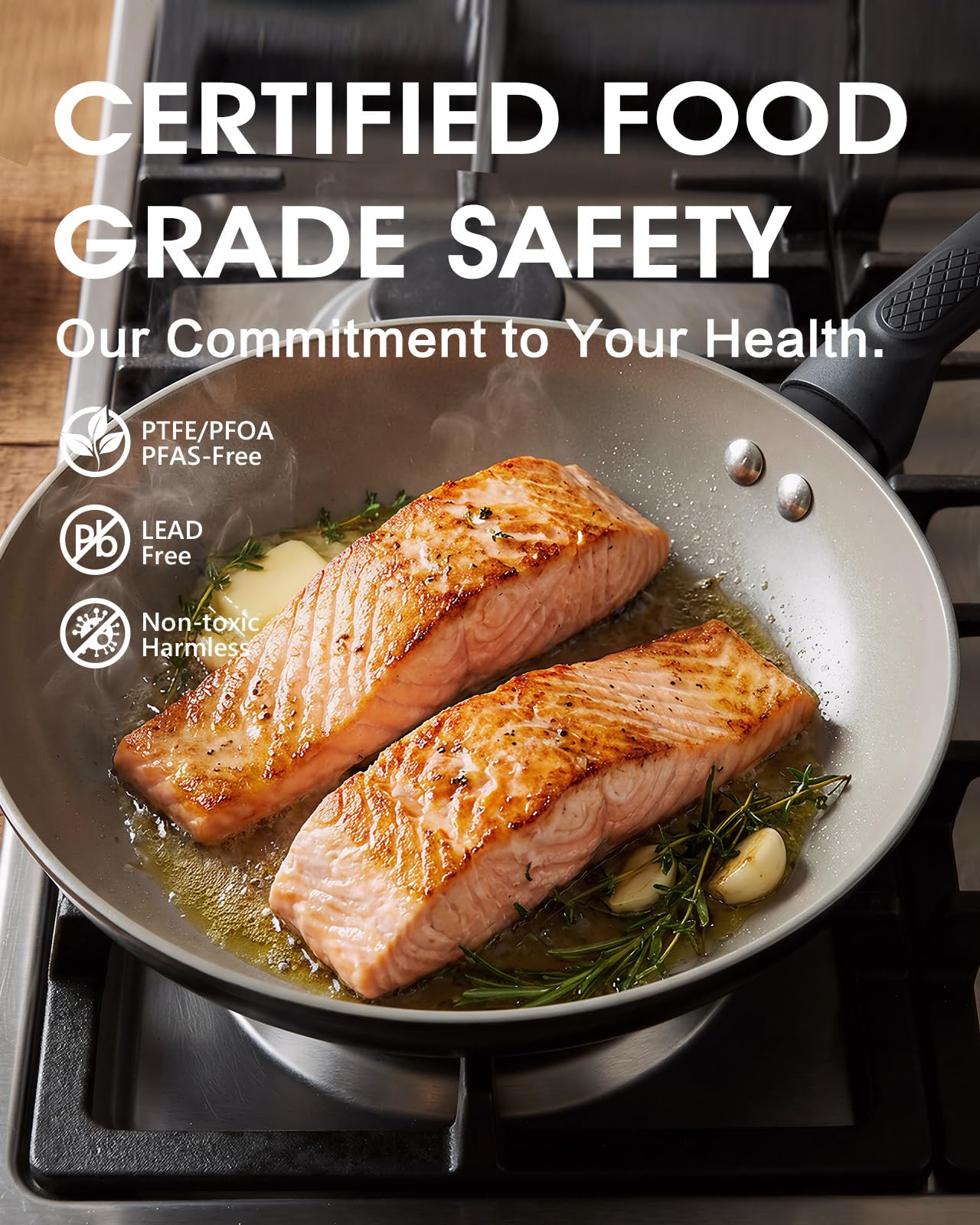 UFIRE 9.5 Inch Nonstick Frying Pan Skillet, Ceramic Frying Pan, Non Toxic Healthy Ceramic Coating, Suitable for All Stovetops, PTFE PFOA PFOS Free, Black