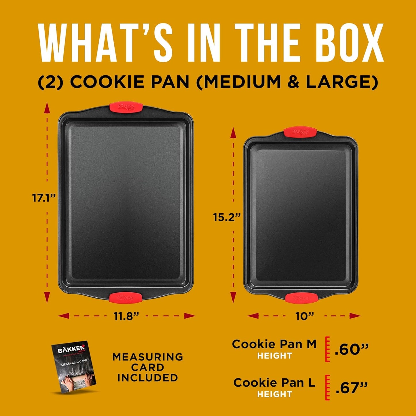 Skiennix Nonstick Carbon Steel Bakeware Set - Professional Quality Baking Trays | PFOA-Free, Red Silicone Handles