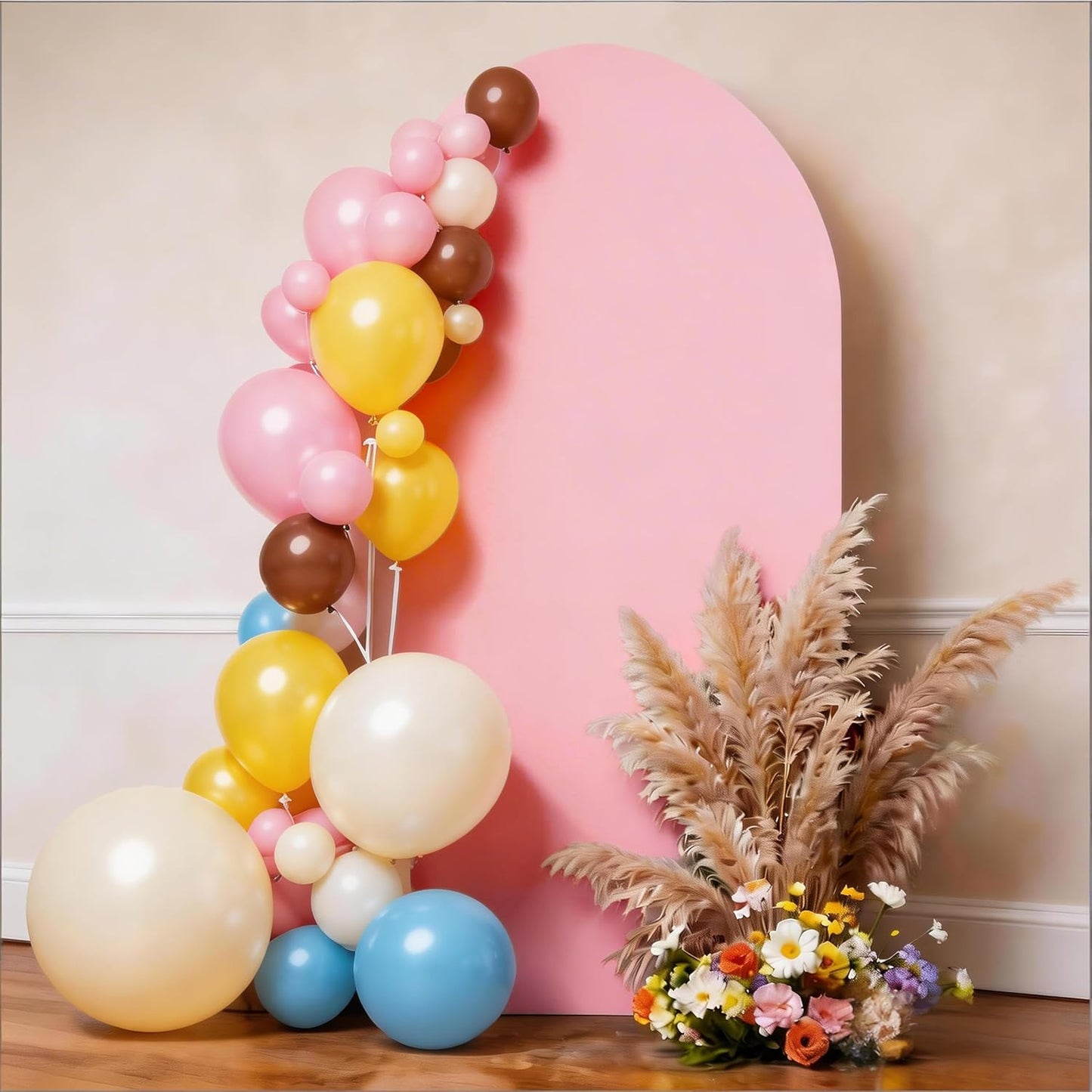 Skiennix 7.2 FT Pink Arch Backdrop Cover - Fitted Spandex for Weddings & Baby Showers