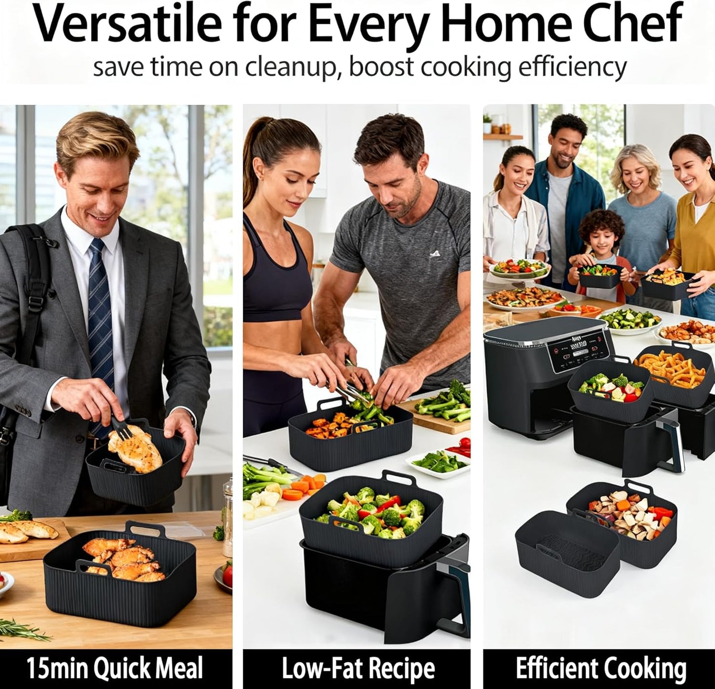 Silicone Air Fryer Liners for Ninja - Reusable 8QT Dual Basket | Easy-Clean, Dishwasher-Safe 2-Pack