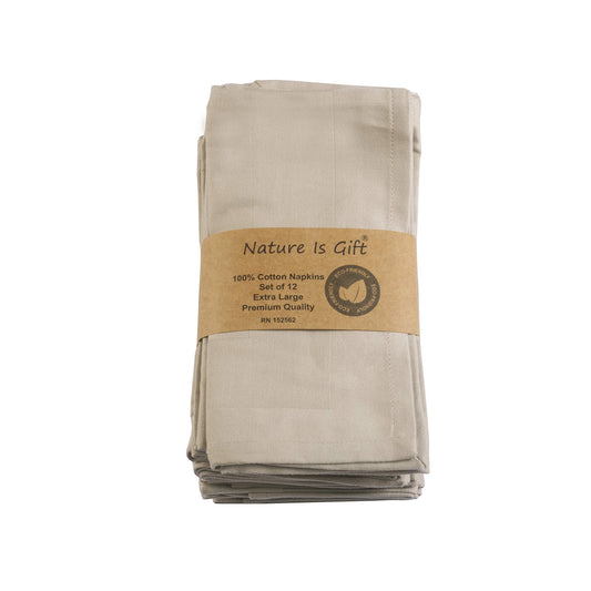 Cloth Napkins Set of 12 Cotton Dinner Napkins 18x18 Inches Washable Reusable Soft Absorbent Kitchen Pre-Washed Table Napkins Perfect for Wedding BBQ Outdoor Party Hotels and Everyday Use | Sand