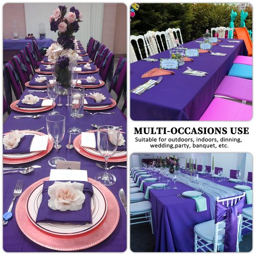 Heneger 8 Pack Purple Tablecloth 60 x 102 Inch for 6 Foot Rectangle Tables, Wrinkle Resistant Purple Rectangular Table Cloth Washable Polyester Fabric for Holiday Buffet Wedding Party Banquet