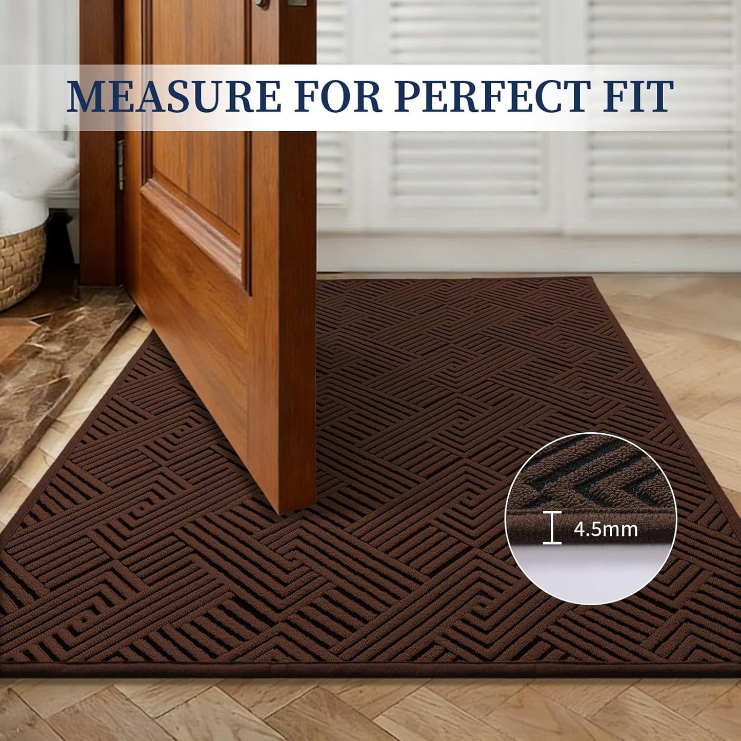 YIHOUSE Dirt Trapper Door Mat - Non-Slip, Washable, Dirt Resistant | 20" x 32", Brown Entryway Mat