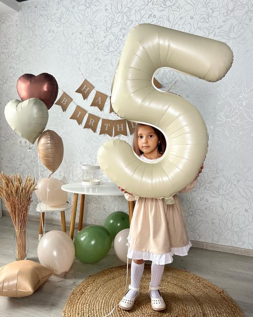 Cream 5 Balloon, Number Balloons 40 Inch, 5th Birthday Balloons Decorations, Cream Party Supplies, 5 Number Balloons, Number 5 Balloon