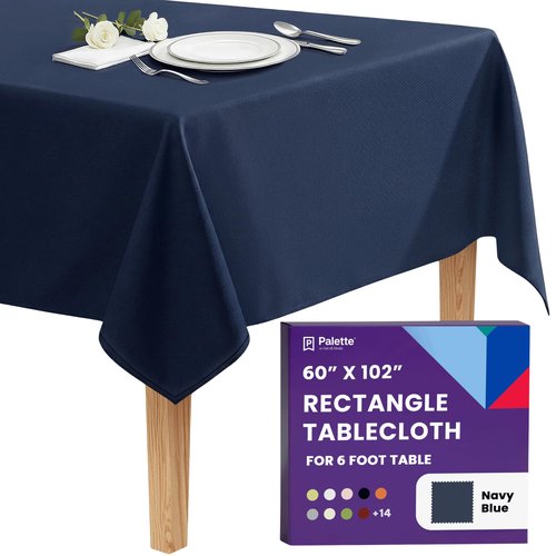 Gee Di Moda Rectangle Tablecloth - 60 x 102 Inch Navy Blue Table Cloth for 6 Foot Rectangle Tables - Heavy Duty Washable Fabric - for Holiday Party, Dinner, Weddings, Baby Shower & Events