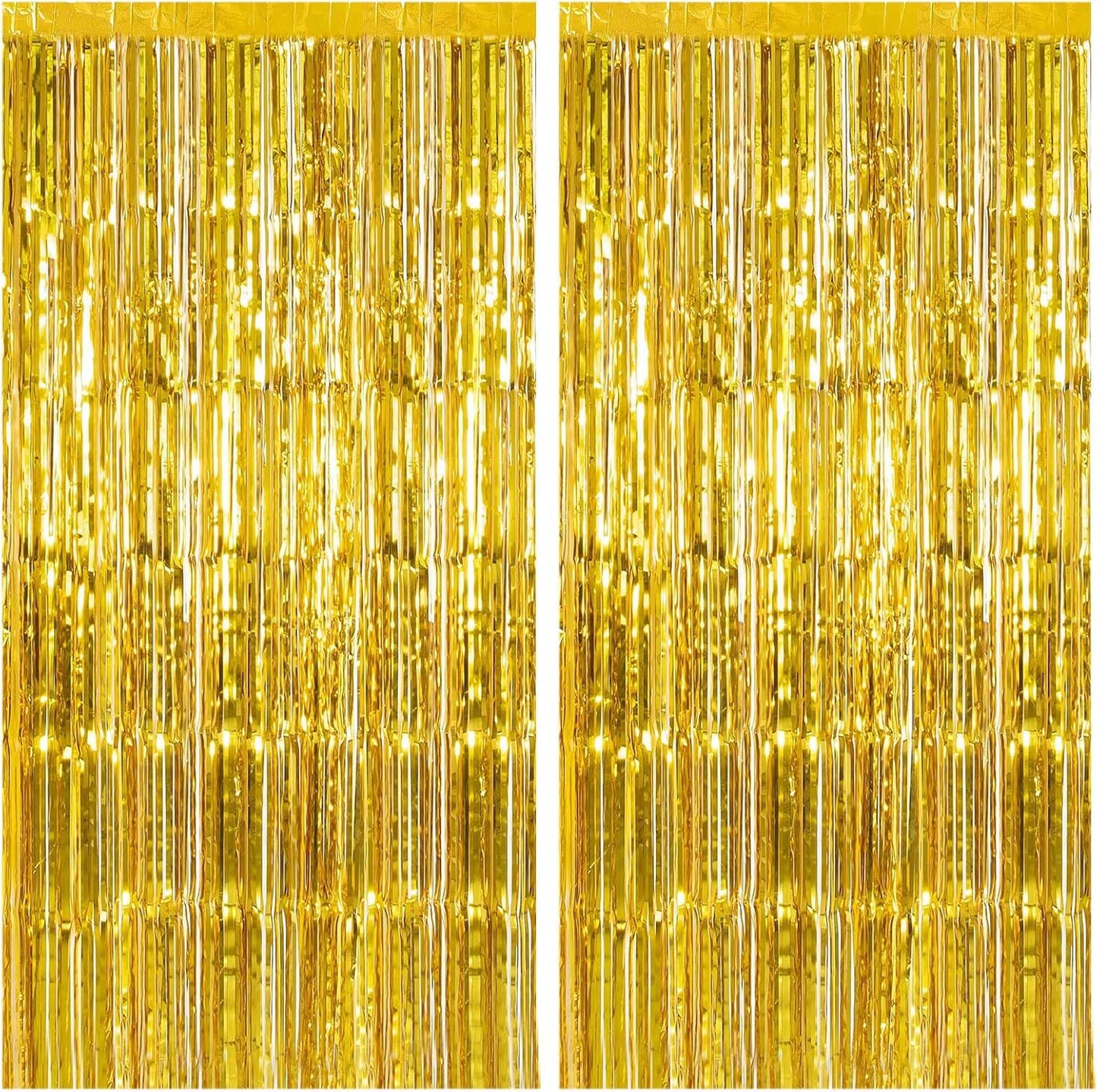 2 Pack Gold Backdrop Birthday Decorations Foil Curtain Backdrop Gold Streamers Dance Party Decorations Photo Booth Props for Bachelorette Decorations Christmas Halloween New Years Eve Party Supplies