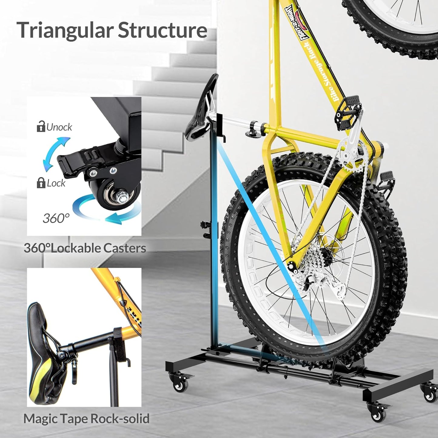 Sttoraboks Vertical Bike Stand - Freestanding Bicycle Rack with Adjustable Height for Indoor Use | Fits Wheels Up to 29”