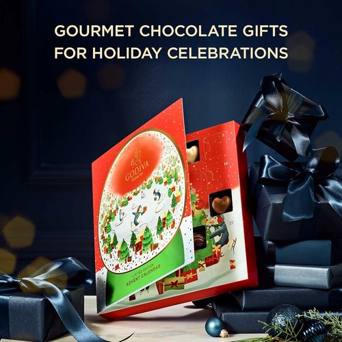 Godiva 2025 Advent Calendar - Limited Edition Deluxe Snowglobe Chocolate Assortment | 24-Piece Holiday Gift Box