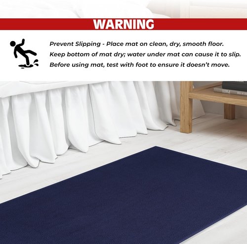 Cotton Paradise 100% Cotton Bath Mat - Non-Slip, Soft, Absorbent, Quick Dry | 17x24 Inch, Navy Blue