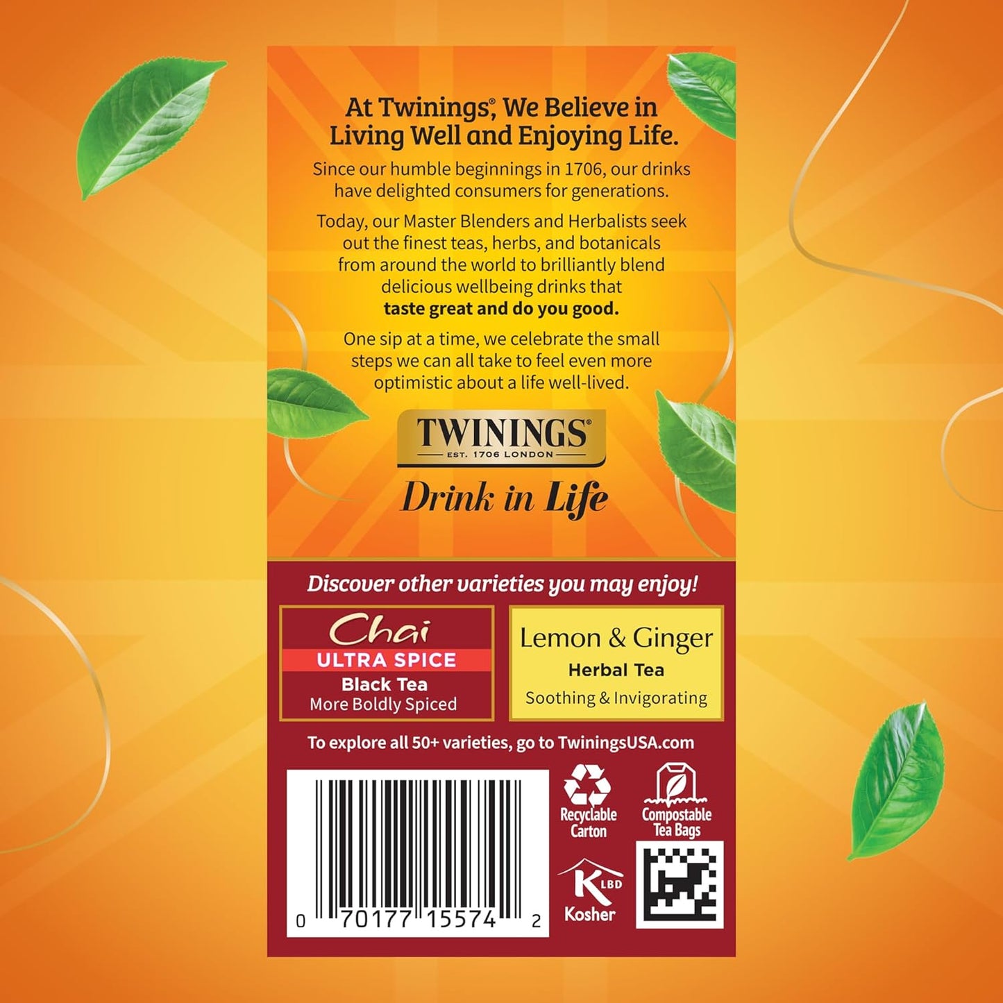 Twinings Chai Black Tea - Individually Wrapped Bags, 20 Count | Sweet & Savory Spices, Caffeinated