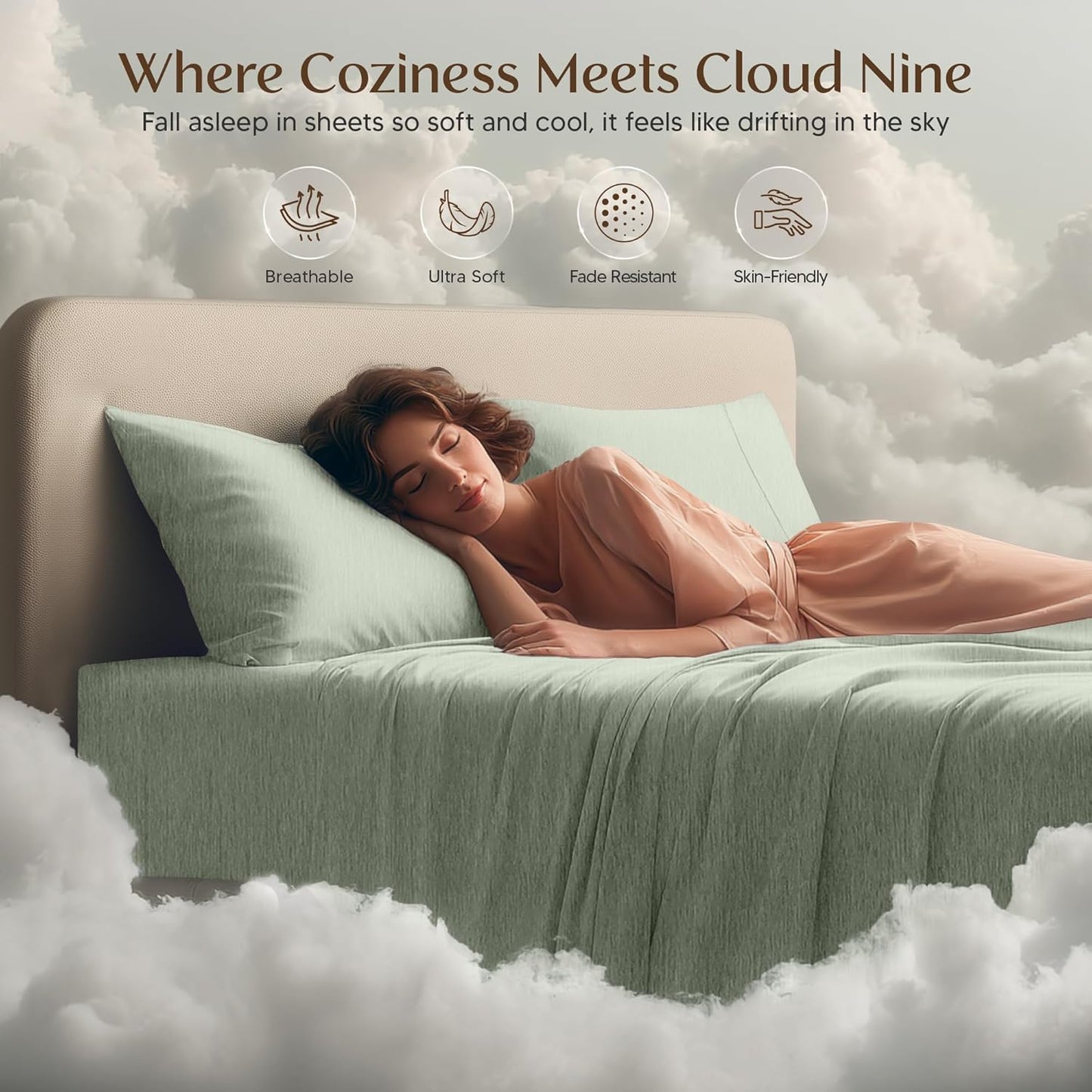 Utopia Bedding Queen Size Sheet Set - Soft, Breathable Microfiber, 4-Piece in Heather Sage