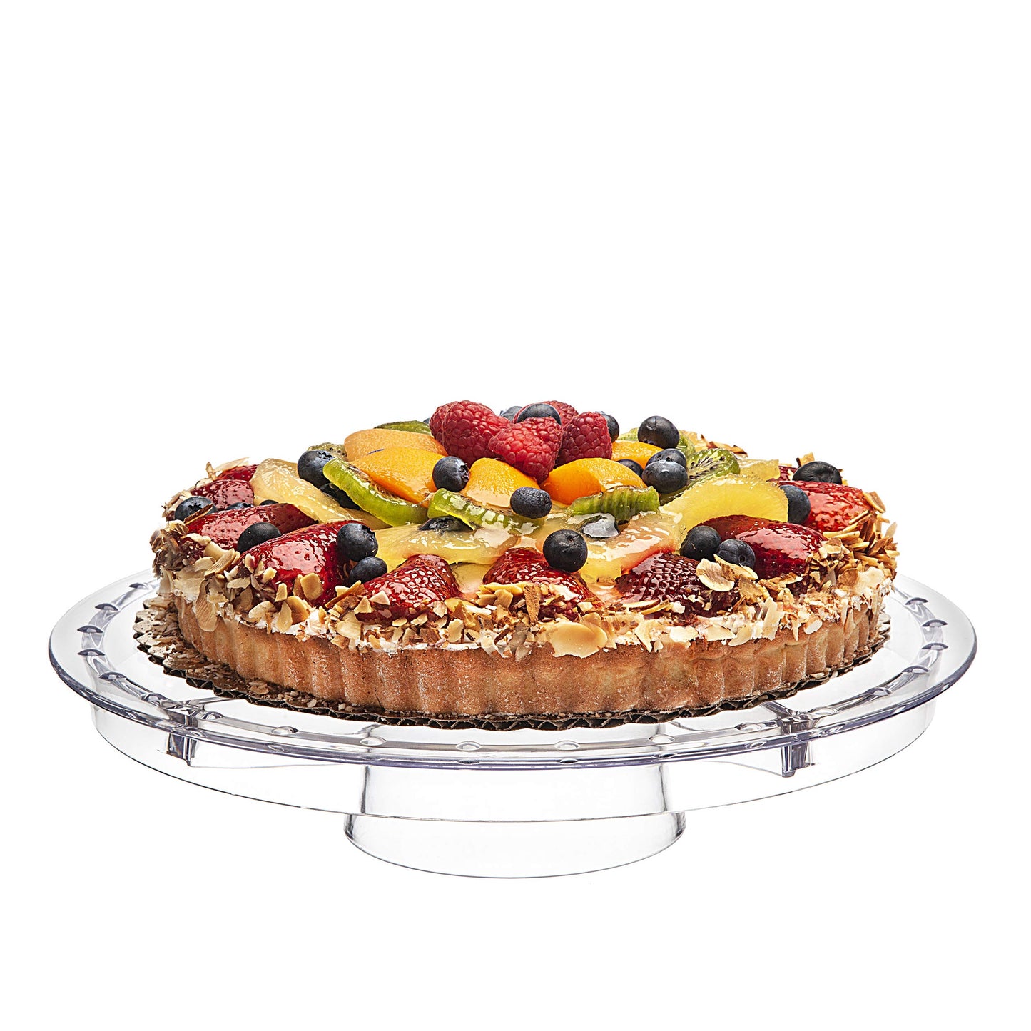 Godinger Cake Stand and Serving Plate Platter with Dome Cover, 6 in 1 Multi-Purpose Use, Shatterproof and Reusable Acrylic - Dublin Collection, Blue
