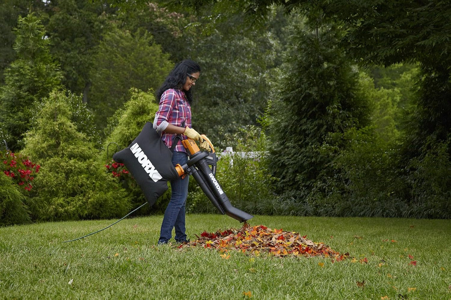 WORX Trivac 3-in-1 Electric Leaf Blower - 350 CFM & 210 MPH Vacuum | Metal Impeller Mulcher, WG509
