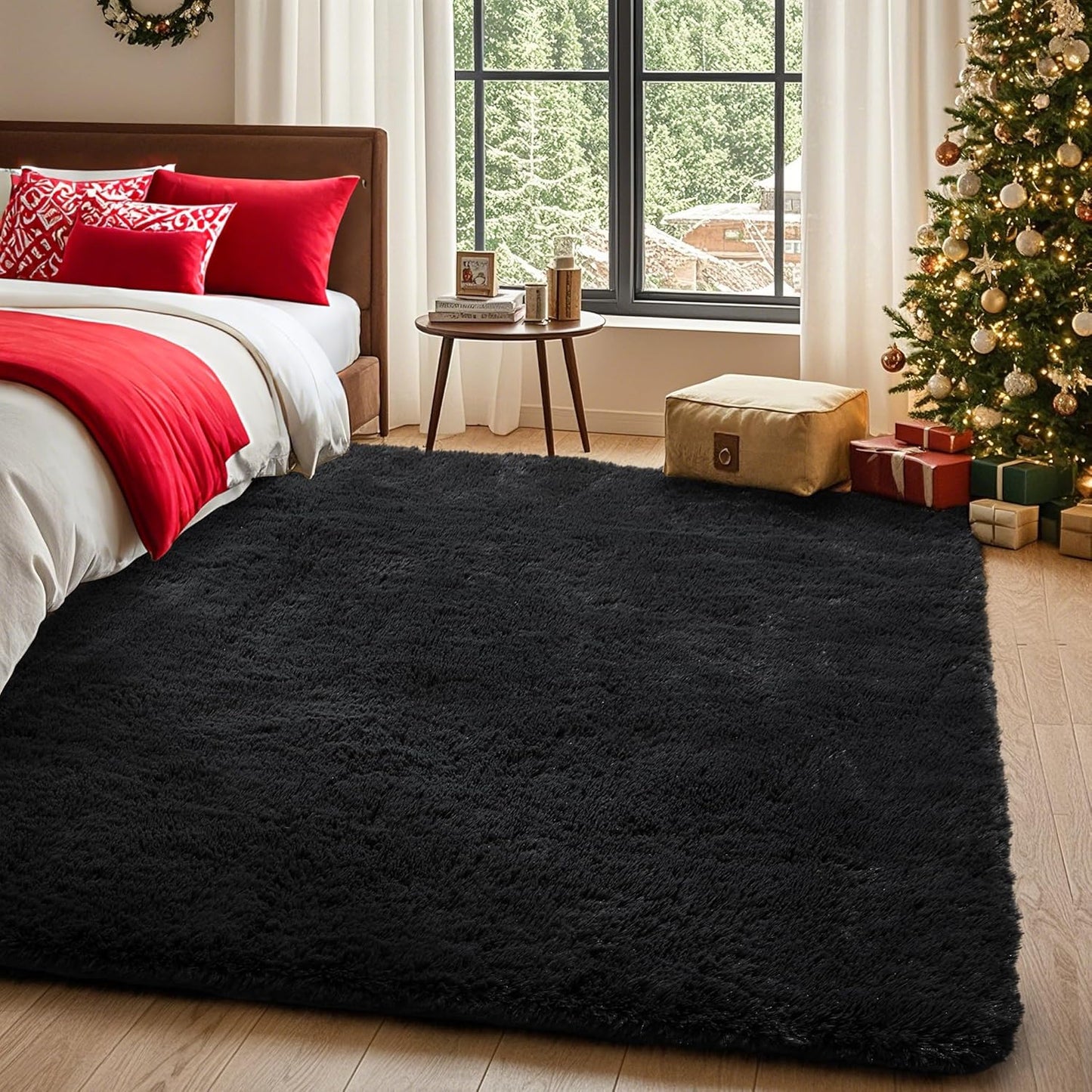 Ophanie Black Area Rug - Fluffy Shaggy 5x7 Carpet for Living Room & Bedroom Decor