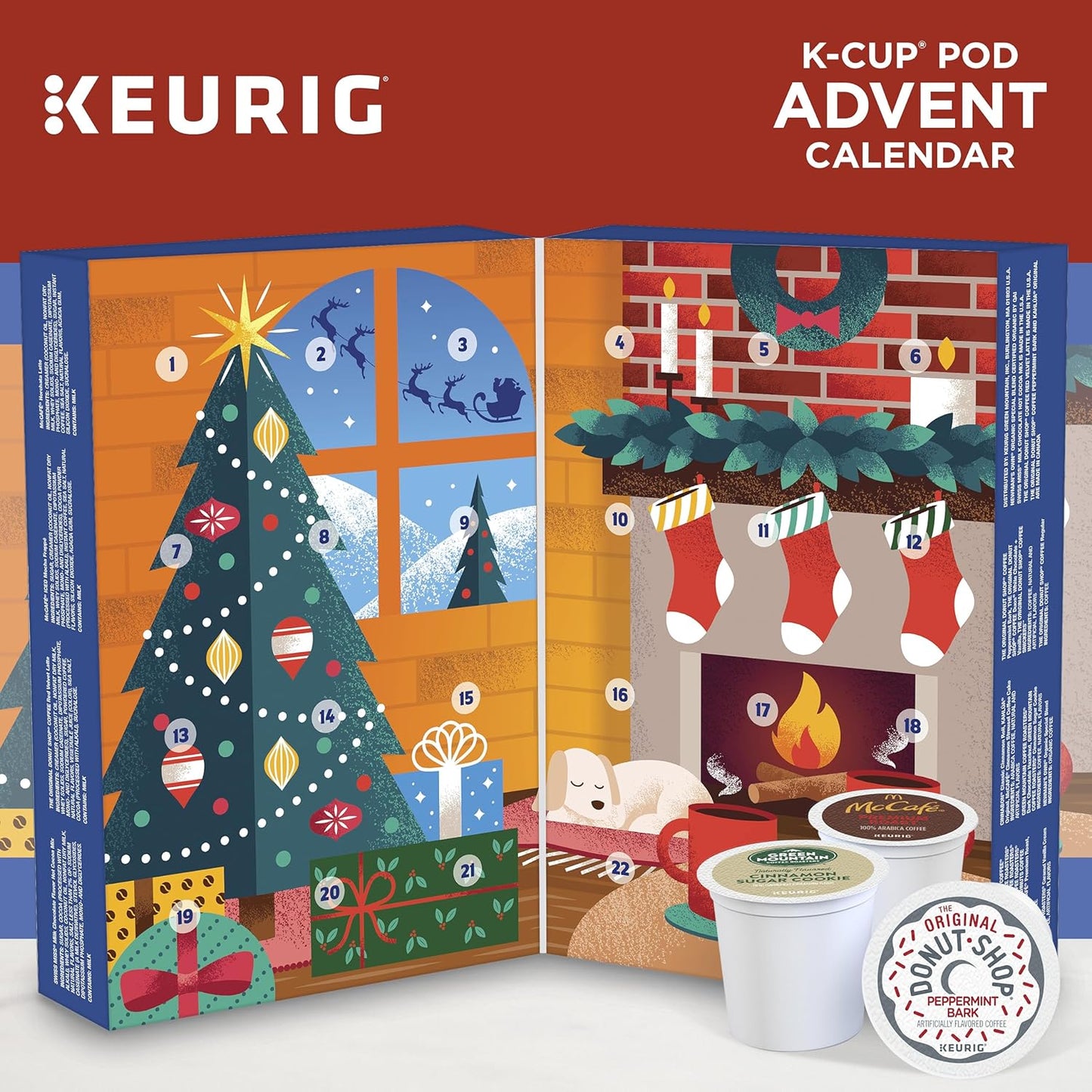 Keurig Advent Calendar - Variety Pack of 24 Single Serve K-Cup Pods for Holiday Enjoyment