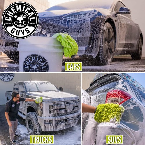 Chemical Guys Microfiber Wash Mitt - Ultra-Soft, Scratch-Free Car Wash Glove in Lime Green | Safe for Trucks & SUVs