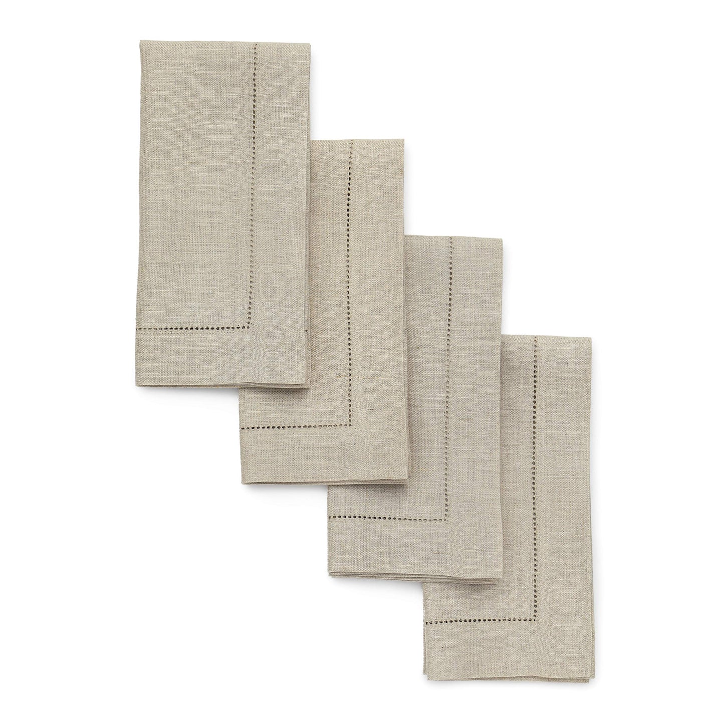 Solino Home Natural Linen Napkins Set of 4-100% Pure Linen Hemstitch Dinner Napkins 20 x 20 Inch for Spring, Summer, Mothers Day - Classic Hemstitch