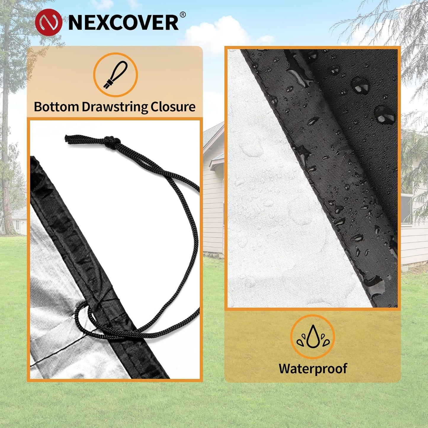 NEXCOVER BBQ Grill Cover - 55 Inch Waterproof & Fade Resistant | Fits Weber, Brinkmann, Nexgrill - Black