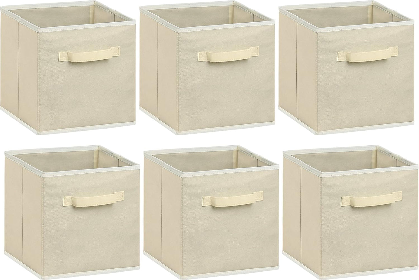 Simple Houseware Foldable Cube Storage Bins - 11-Inch Beige Fabric Organizer | 6-Pack for Closet & Shelves