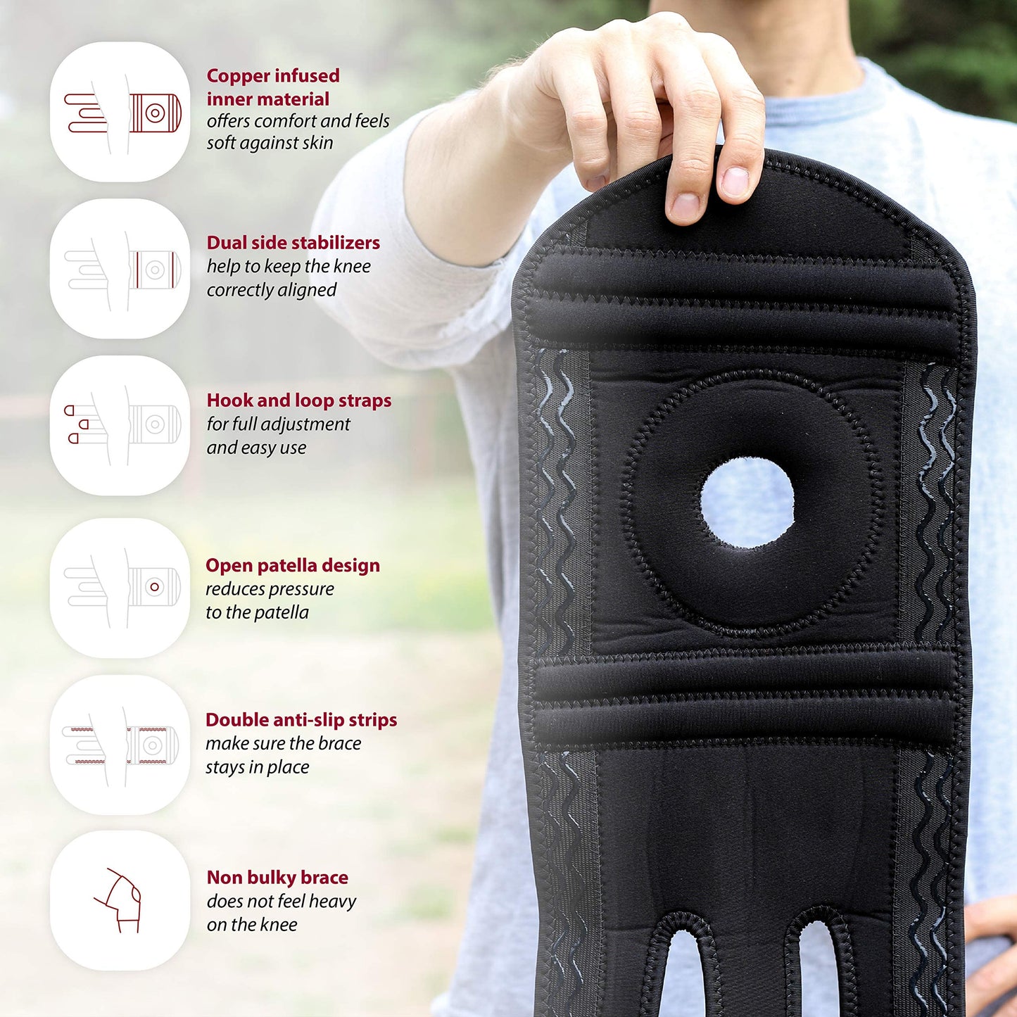 KARM Plus Size Knee Brace for Women & Men Plus Size - Adjustable Copper Knee Support Brace for Meniscus Tear, Arthritis Pain, Compression with Side Stabilizers - Obese People (4XL/5XL/6XL)