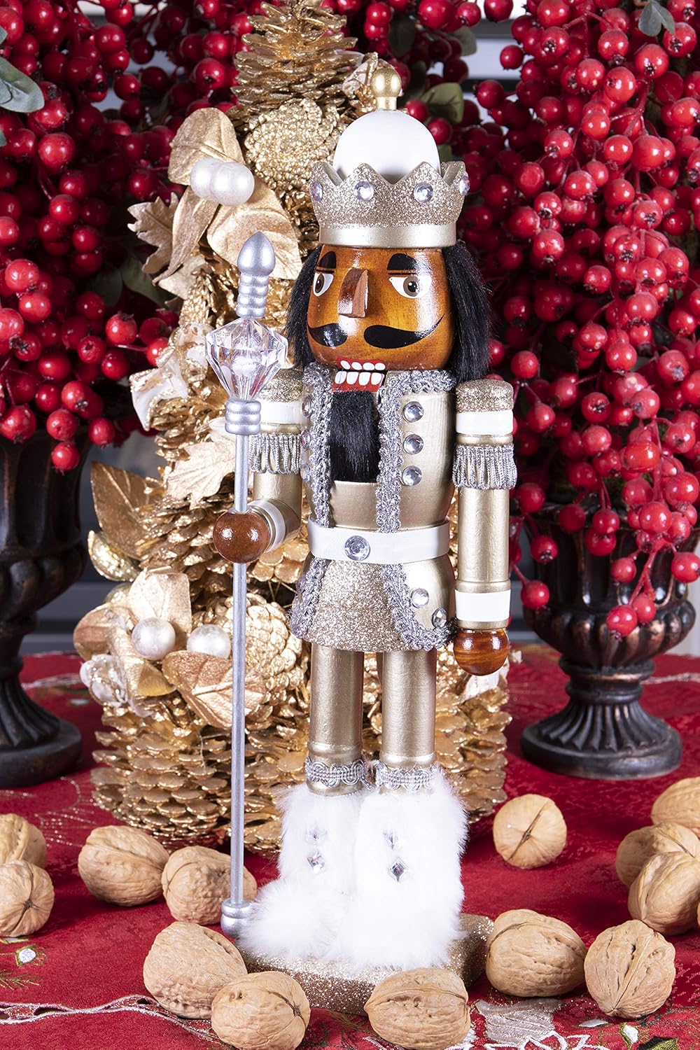 Red Prince 12-Inch Wooden Nutcracker - Festive Christmas Décor for Shelves & Tables