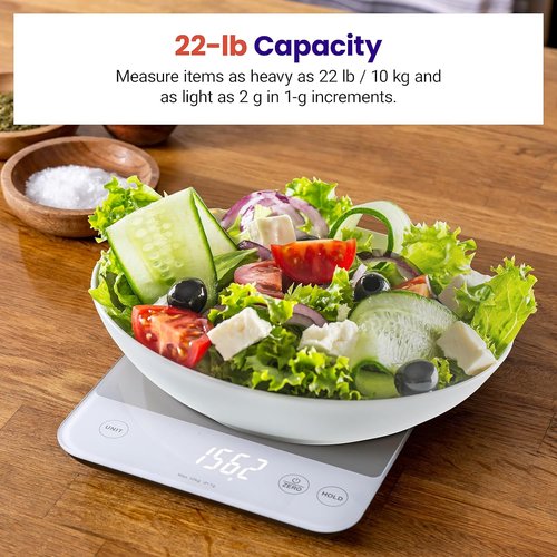Etekcity Digital Kitchen Scale - 22lb Waterproof Weight Scale for Cooking & Baking | Accurate to 0.05oz/1g