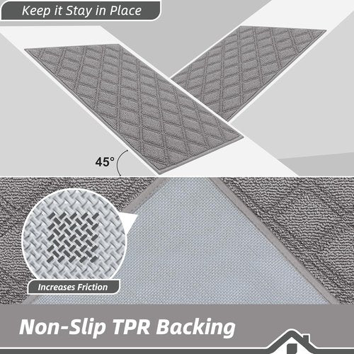 BEQHAUSE Dirt Trapper Door Mat - Non-Slip, Washable, Absorbent Entrance Mat | 24" x 36", Grey