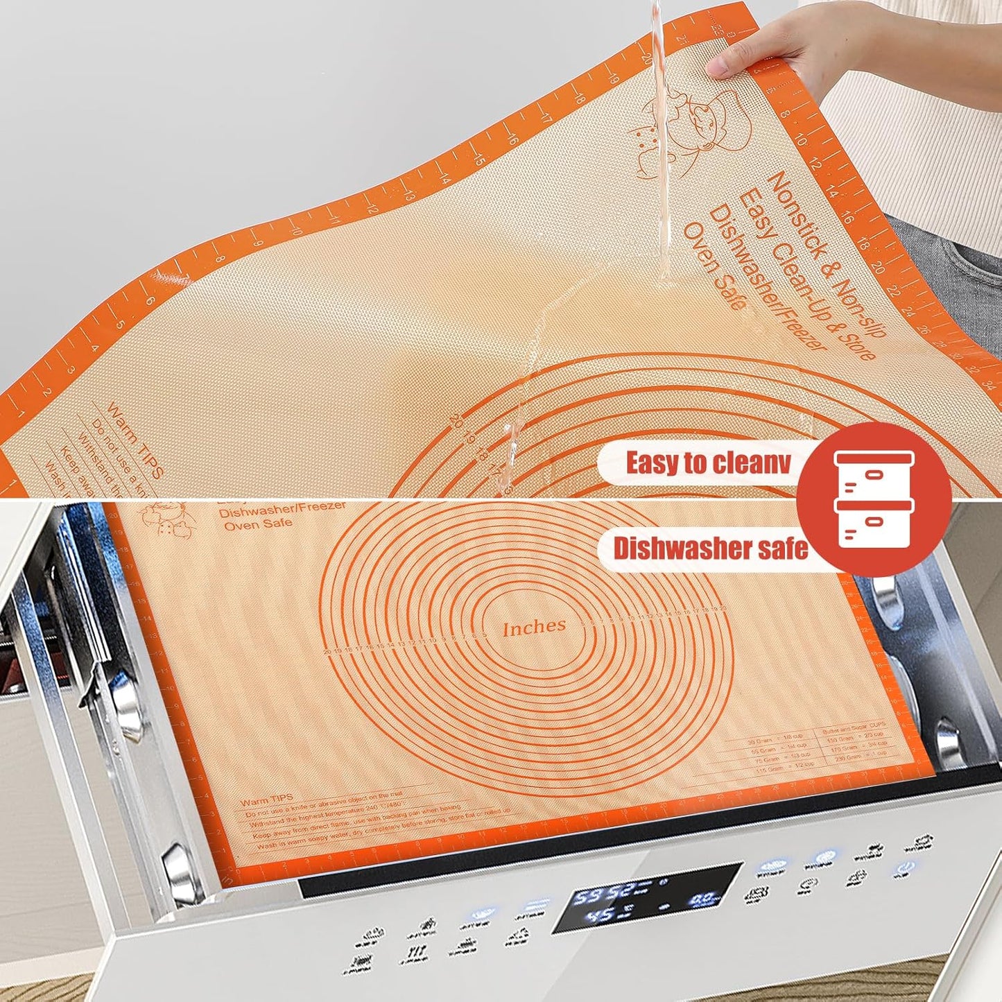 Skiennix Silicone Pastry Mat - Extra Large 36x24 Inch Nonstick Baking Surface for Dough & Pastry