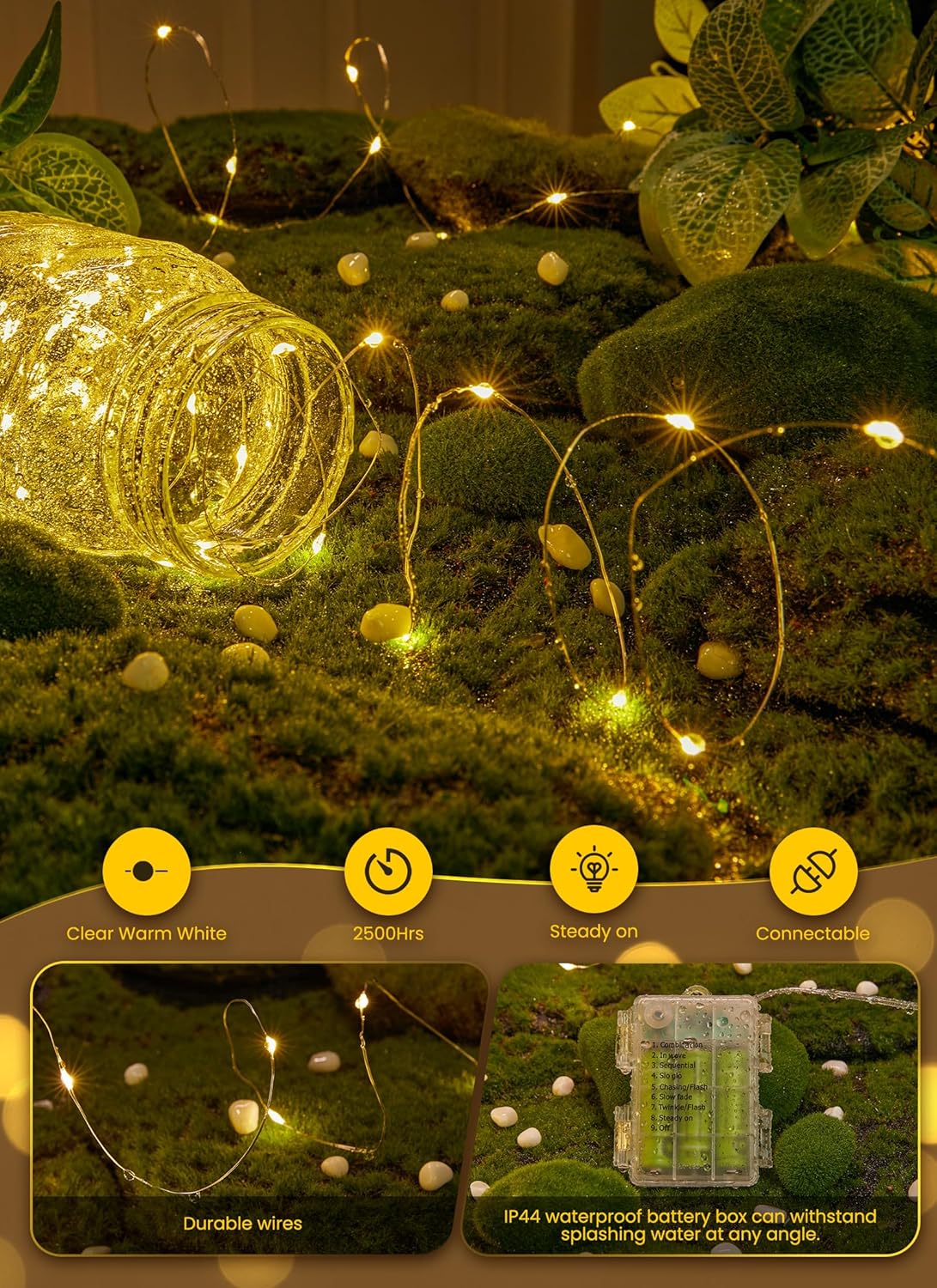 Minetom Fairy Lights - 33Ft 100 LED Waterproof String Lights with Remote | Indoor Outdoor Twinkle Decor